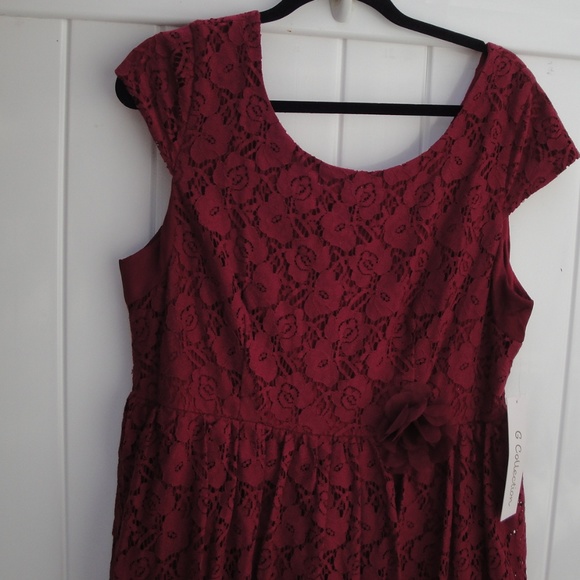 G Collection Burgundy Lace NWT 1X Dress - Picture 3 of 3